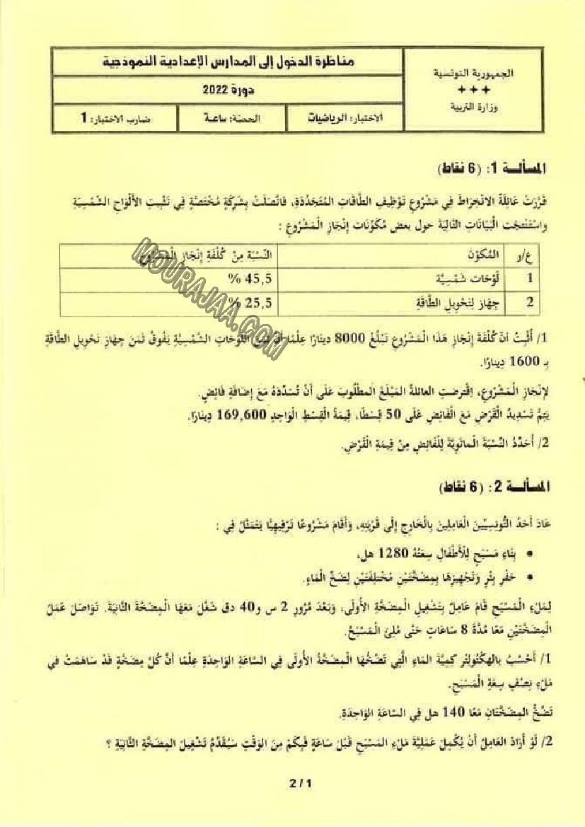 رياضيات 2022